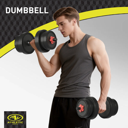 40LB 5 in 1 Adjustable Dumbbell Set , Fitness Exercises for Home Gym, Black, 1-Inch Holes Fit Standard Sized Bar